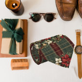 Elegante groen geplakte rode poinsettia kerst stropdas