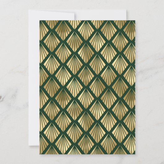 Elegante Groen Goud  Deco Patroon Wedding Kaart (Achterkant)