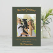 Elegante Groen Goud Familie Foto Kerstmis (Staand voorkant)
