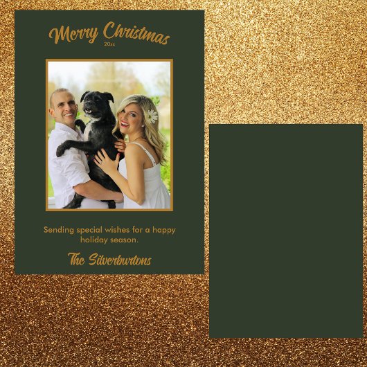 Elegante Groen Goud Familie Foto Kerstmis