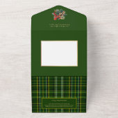 Elegante groen/goud geplakte Holly kerstfoto All In One Uitnodiging (Buitenkant)