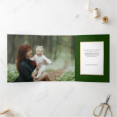 Elegante groen/goud geplakte Holly kerstfoto Drieluik Kaart (Binnen)