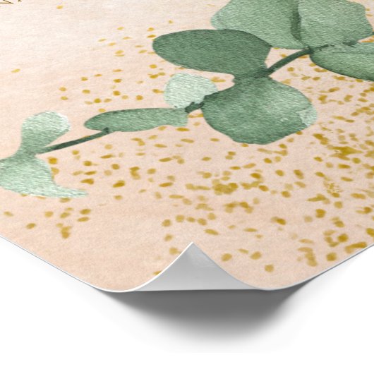 Elegante Groen & Goud Trouwstoel Grafiek Poster (Hoek)