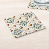 Elegante Groen Goud Wit Kerst Poinsettia Kartonnen Onderzetters (Schuin)