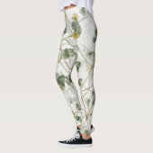 Elegante  Groen Gouden Botanische Illustratie Leggings (Links)