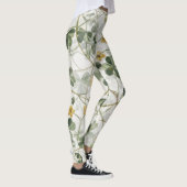 Elegante  Groen Gouden Botanische Illustratie Leggings (Rechts)