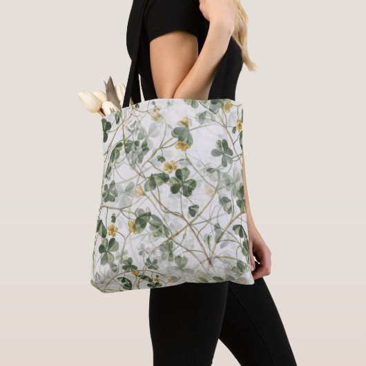 Elegante Groen Gouden Botanische Illustratie Tote Bag (Dichtbij)