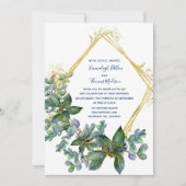 Elegante groen gouden diamant vorm bruiloft kaart (Voorkant)