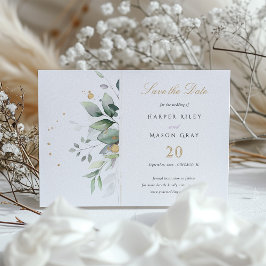 Elegante groen gouden vlekken bruiloft Save the Da Kaart