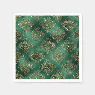 Elegante groen & namaakgoud Vintage Kerstmis Servet