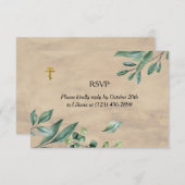 Elegante groen orthodoxe Christelijke begrafenis RSVP Kaartje (Voorkant / Achterkant)