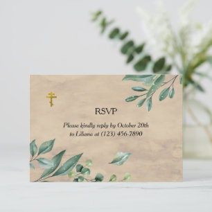 Elegante groen orthodoxe Christelijke begrafenis RSVP Kaartje