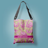 Elegante  groen roze toile de jouy bedrukt crossbody tas