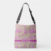 Elegante  groen roze toile de jouy bedrukt crossbody tas (Voorkant)