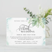 Elegante groen Waterverf online virtuele bruiloft Kaart (Staand voorkant)