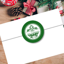 Elegante Groen Wit Damast Ronde Envelop Afdichting Ronde Sticker