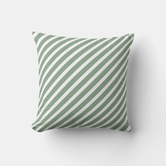 Elegante groen-wit gestreept kussen (Voorkant)