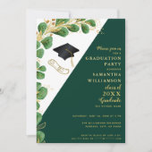 Elegante Groen Wit Goud Klasse van 2025 Afstuderen Kaart (Voorkant)