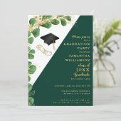Elegante Groen Wit Goud Klasse van 2025 Afstuderen Kaart (Staand voorkant)