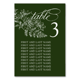 Elegante Groen-Wit Trouwtafel Nummer Kaart