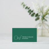Elegante Groen Wit Vet Monogram Consultant Visitekaartje (Staand voorkant)