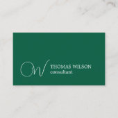 Elegante Groen Wit Vet Monogram Consultant Visitekaartje (Voorkant)