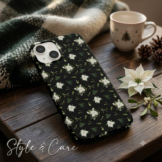 Elegante groen witte bloem zwarte Case-Mate iPhone case