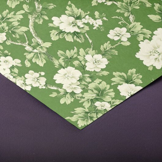 Elegante  groen & witte bloemenprint tissuepapier