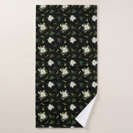 Elegante groen witte bloempatroon zachte badhanddo badhanddoek