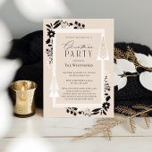 Elegante groenblijvende bomen en bloemen kerstfees kaart