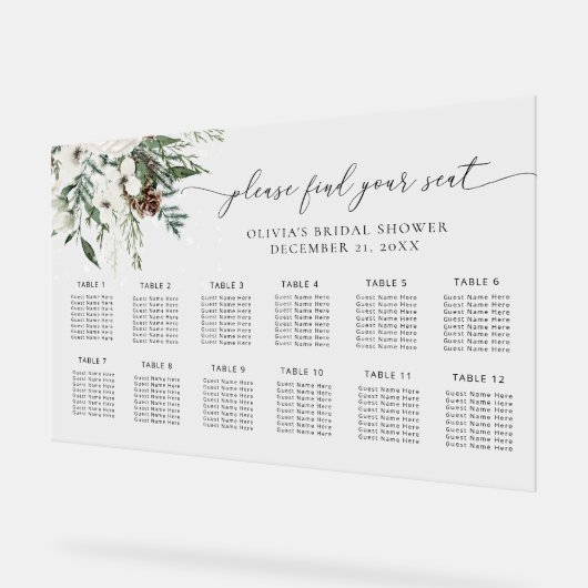 Elegante groenblijvende bruiloft Acryl zitkaart Acryl Bord (Hoek)