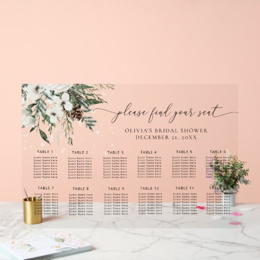 Elegante groenblijvende bruiloft Acryl zitkaart Acryl Bord (Huwelijk)