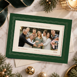 Elegante Groenblijvende Gouden Kerstkaart Familie Folie Feestdagenkaart