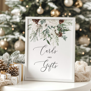 Elegante groenblijvende winterkaarten en cadeauspo poster