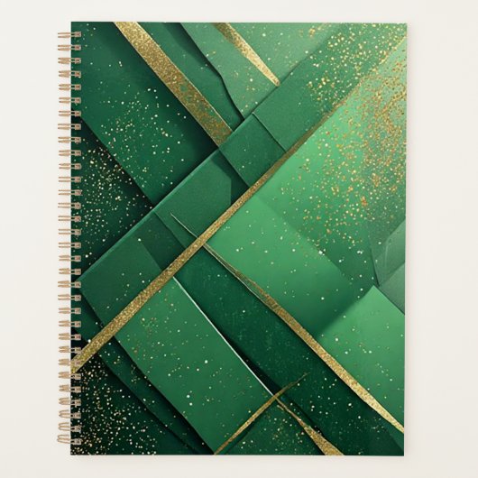 Elegante groene abstracte achtergrond met glinster planner (Voorkant)