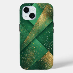 Elegante groene abstracte achtergrond met glitters iPhone 15 case