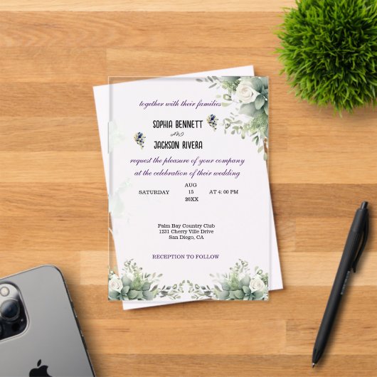 Elegante groene acryl trouwuitnodiging uitnodigingen (Insitu (Uitnodiging))