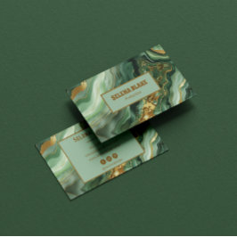 Elegante groene agaat met gouden glitter - Modern Visitekaartje