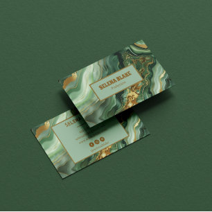 Elegante groene agaat met gouden glitter - Modern Visitekaartje