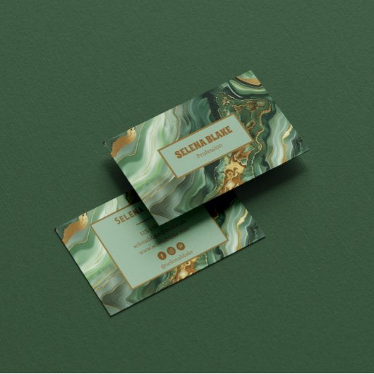 Elegante groene agaat met gouden glitter - Modern Visitekaartje