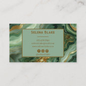 Elegante groene agaat met gouden glitter - Modern Visitekaartje (Achterkant)