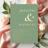 Elegante groene Ampersand Wedding Gold Folie Uitnodiging