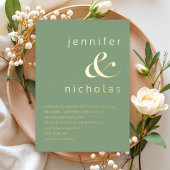 Elegante groene Ampersand Wedding Gold Folie Uitnodiging