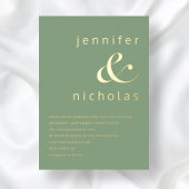 Elegante groene Ampersand Wedding Gold Folie Uitnodiging