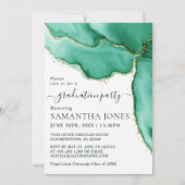 Elegante Groene Aquarel Afstudeerfeest Kaart (Voorkant)