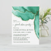 Elegante Groene Aquarel Afstudeerfeest Kaart (Staand voorkant)