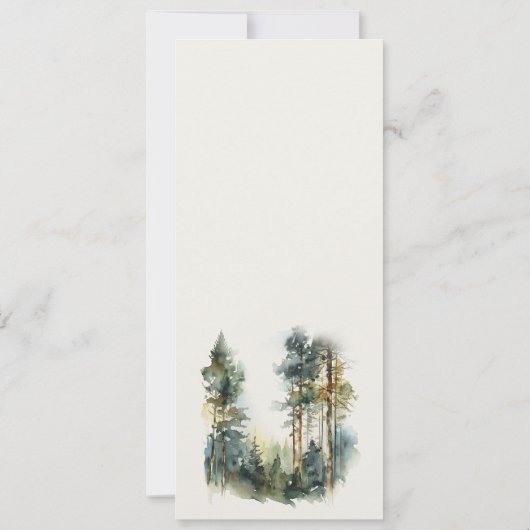 Elegante groene aquarel bos menu kaart (Achterkant)