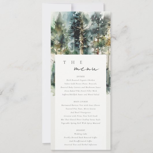 Elegante groene aquarel bos menu kaart (Voorkant)