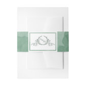 Elegante groene aquarel, monogram bruiloft uitnodigingen wikkel (Voorkant Voorbeeld)
