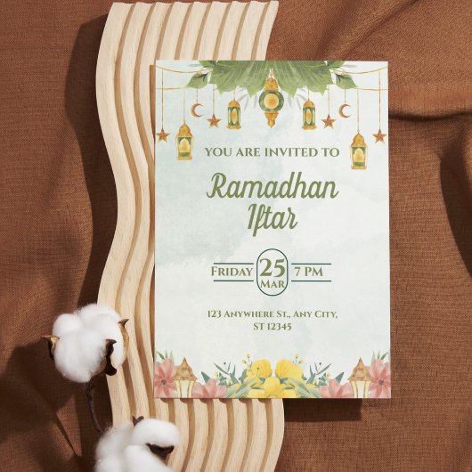 Elegante groene aquarel Ramadan Iftar uitnodiging